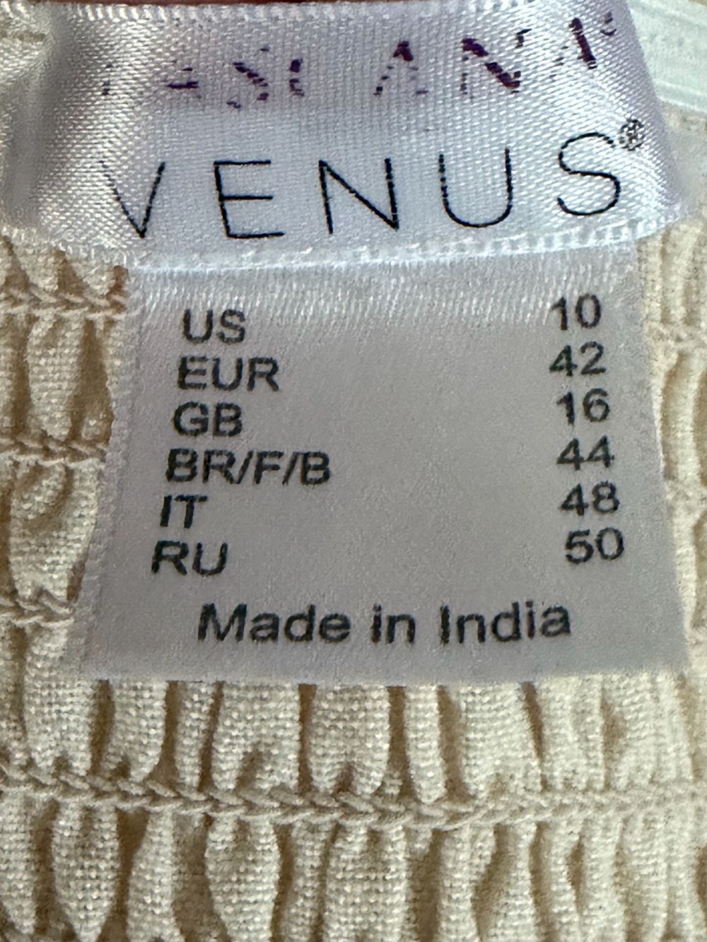 VENUS Cream Linen Blend Smocked Bodice Wide-Leg Jumpsuit Size 10 NWOT - Picture 9 of 13
